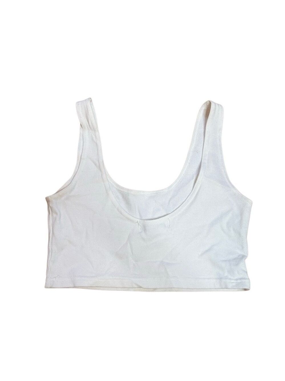 90s Vintage Express Cotton White Scoop Neck Crop Tank Small - Picture 2 of 5